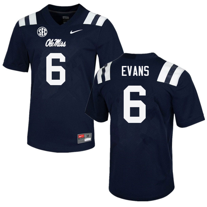 Ole Miss Rebels #6 Zach Evans College Football Jerseys Sale-Navy